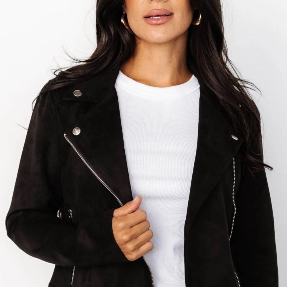 Zara TRF Suede Biker Jacket - Picture 2 of 10